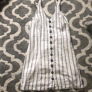 Blue and white pinstripe halter dress